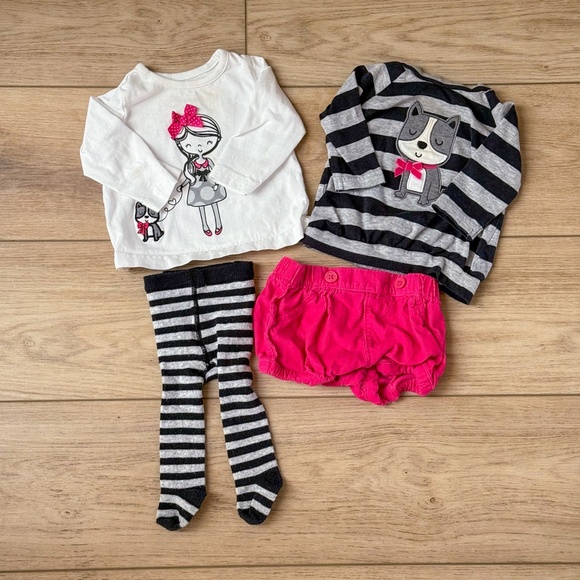 BABY GIRL PRETTY IN PINK FALL WARDROBE BUNDLE SIZES 0-6 MONTHS - Picture 2 of 7